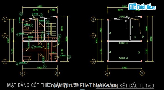 Bản vẽ,nhà 3 tầng,nhà kích thước 3 x 5m,nhà kích thước 6 x 5m,nhà